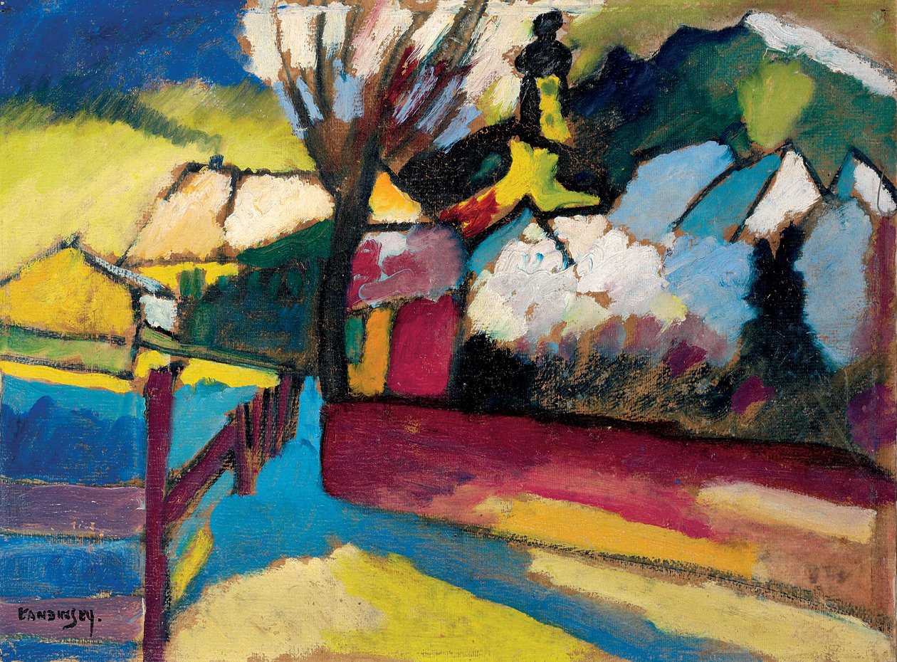 Őszi táj fával; Őszi táj fával alkotó: Wassily Kandinsky
