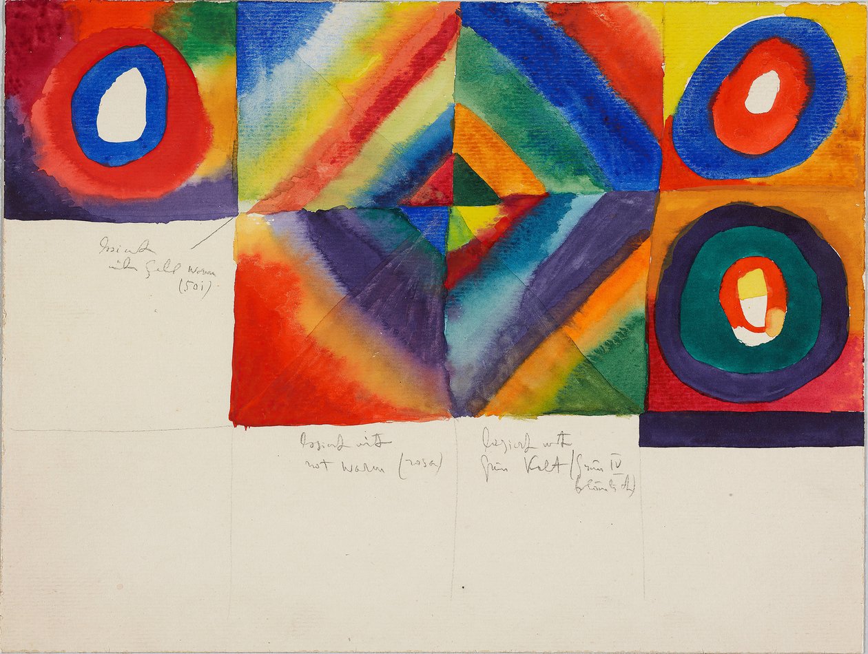Színtanulmányok a festési technikával kapcsolatos információkkal, 1913. alkotó: Wassily Kandinsky