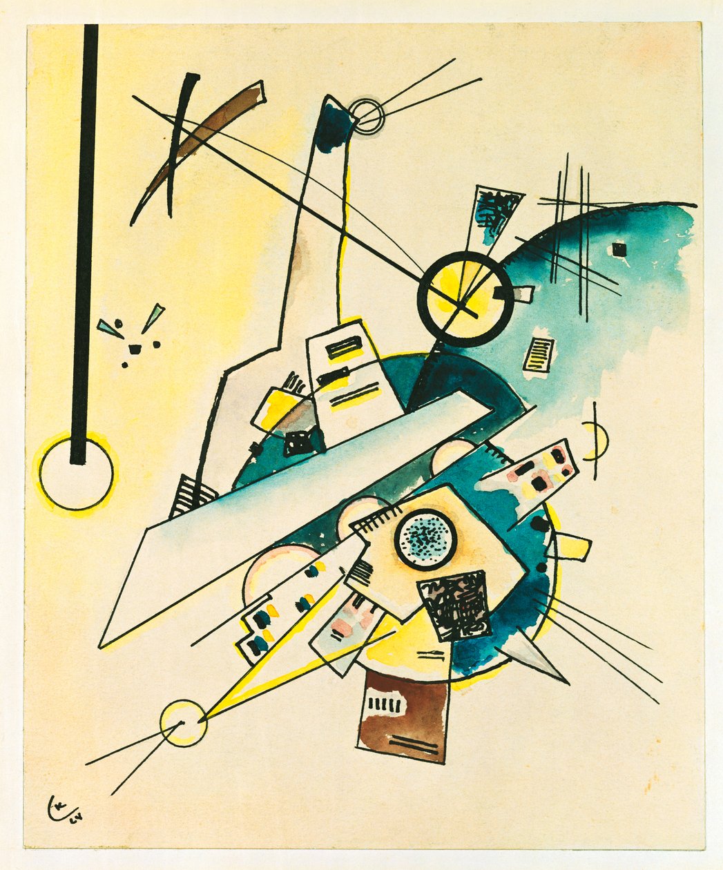Összetétel (tinta és akvarell papíron) alkotó: Wassily Kandinsky