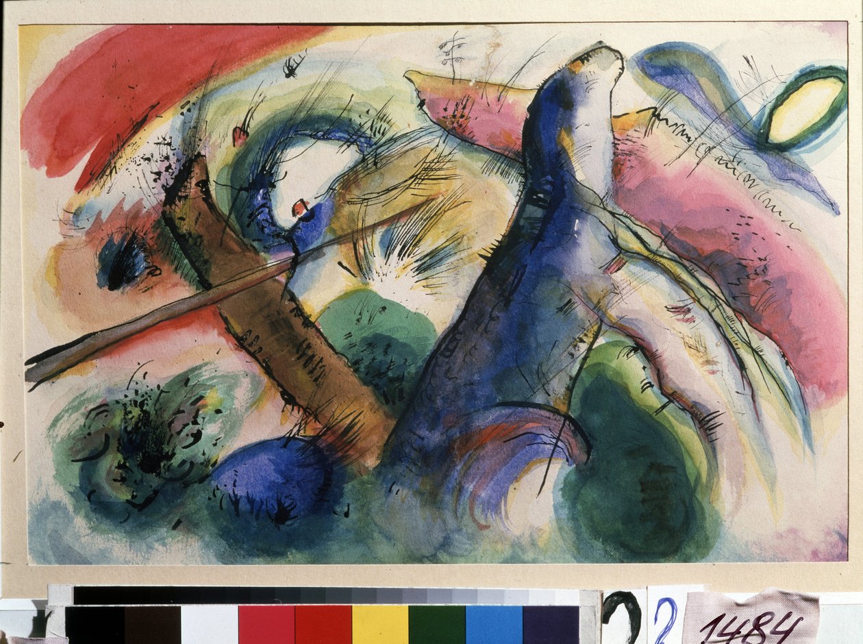 "E kompozíció"" Akvarell: Vaszilij Kandinszkij (vagy Wassily Kandinsky vagy Kandinskyj alkotó: Wassily Kandinsky