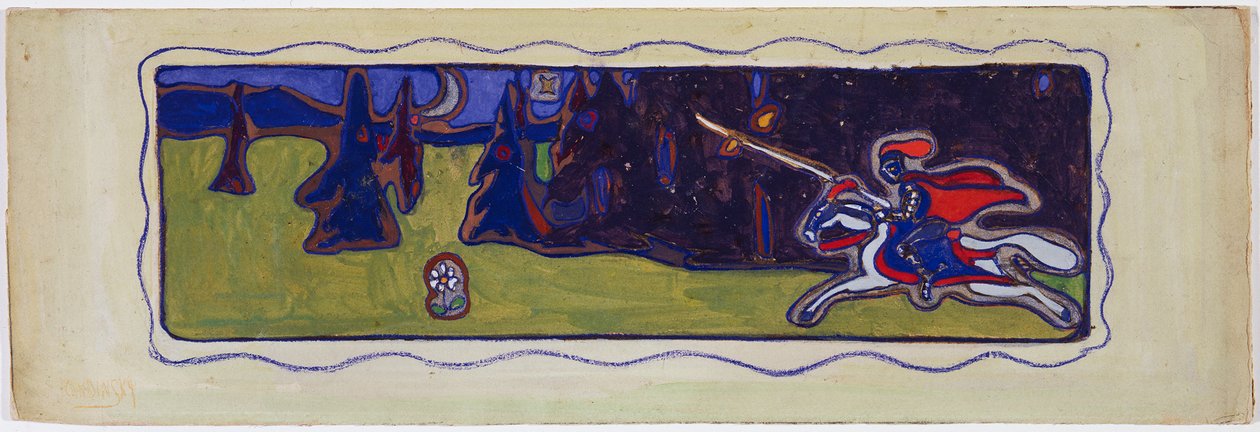 Alkonyat, verso: egy pár vázlata alkotó: Wassily Kandinsky