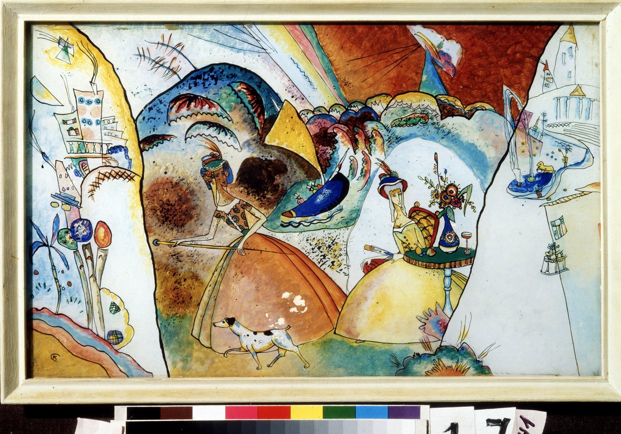 "" Hölgyek krinolinban"" Akvarell: Vaszilij Kandinszkij (vagy Wassily Kandinsky vagy Kandinskyj alkotó: Wassily Kandinsky