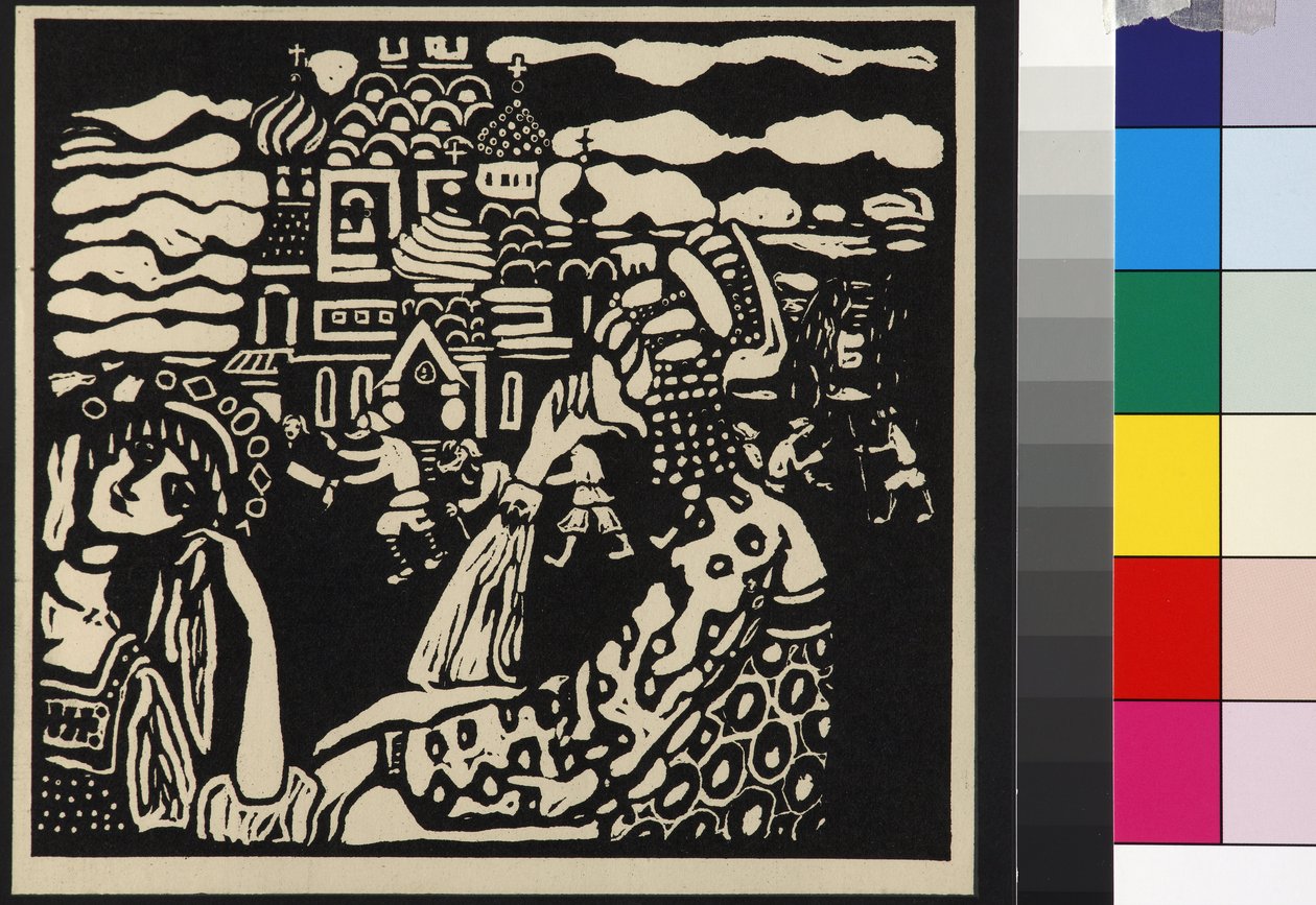 Eglise - Templom (Kirche), Kandinszkij, Vaszilij Vasziljevics (1866-1944). Fametszet alkotó: Wassily Kandinsky