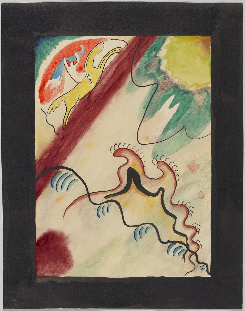 Piszkozat a "Der Blaue Reiter" almanach borítójához alkotó: Wassily Kandinsky