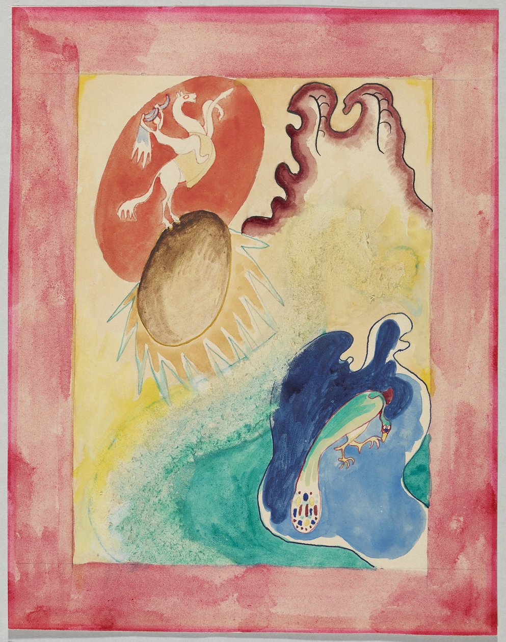 Piszkozat a "Der Blaue Reiter" almanach borítójához alkotó: Wassily Kandinsky