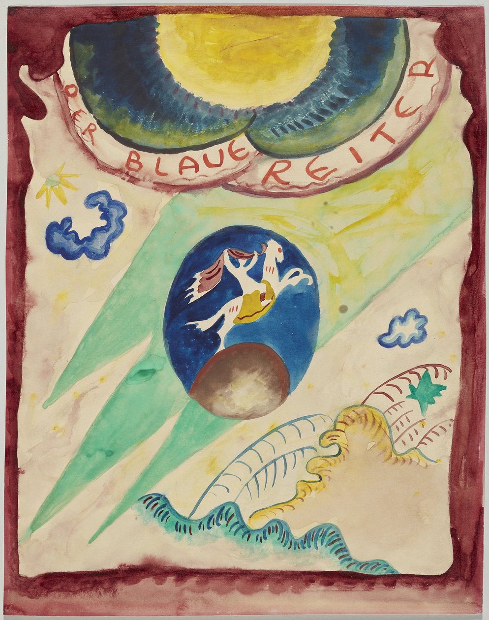 Piszkozat a "Der Blaue Reiter" almanach borítójához alkotó: Wassily Kandinsky
