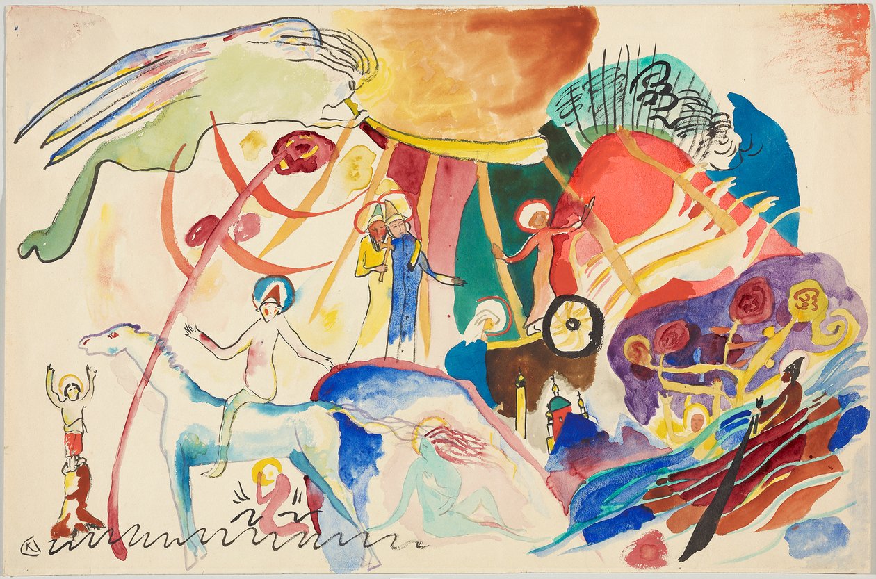 Tervezet a „Mindenszentek II. (Szentekkel való kompozíció)” számára alkotó: Wassily Kandinsky