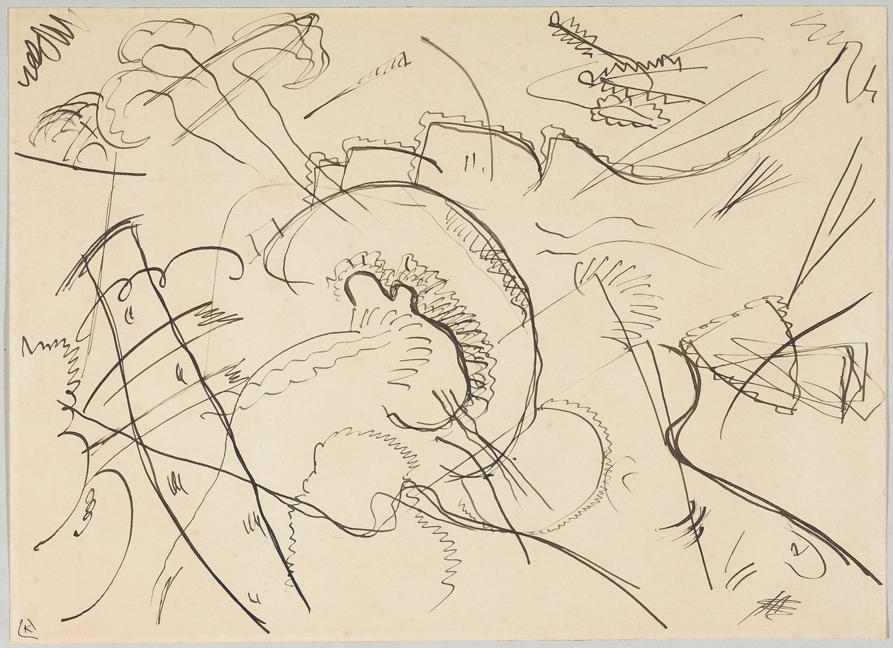 Piszkozat a „Kép fehér szegéllyel” alkotó: Wassily Kandinsky