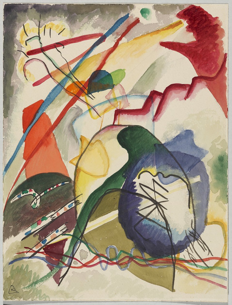 Piszkozat a „Kép fehér szegéllyel” alkotó: Wassily Kandinsky