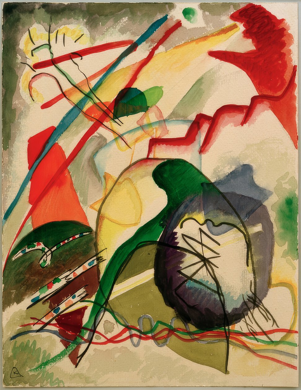 Vázlat képpé, fehér szegéllyel alkotó: Wassily Kandinsky