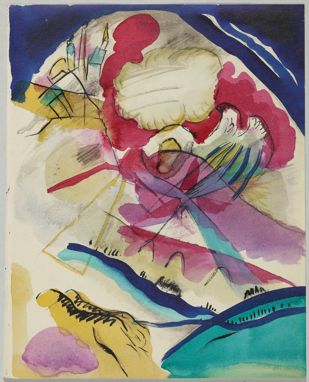 Piszkozat a „Kép fehér vonalakkal” számára alkotó: Wassily Kandinsky