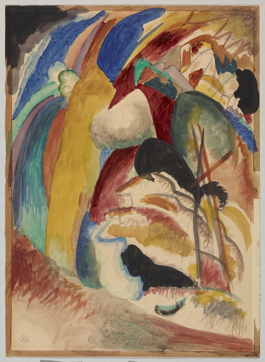 Piszkozat a „Kép fehér formával” alkotó: Wassily Kandinsky