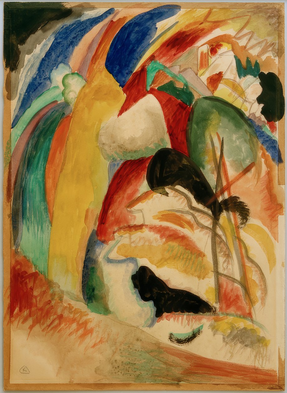 Vázlat képpé, fehér alakkal alkotó: Wassily Kandinsky