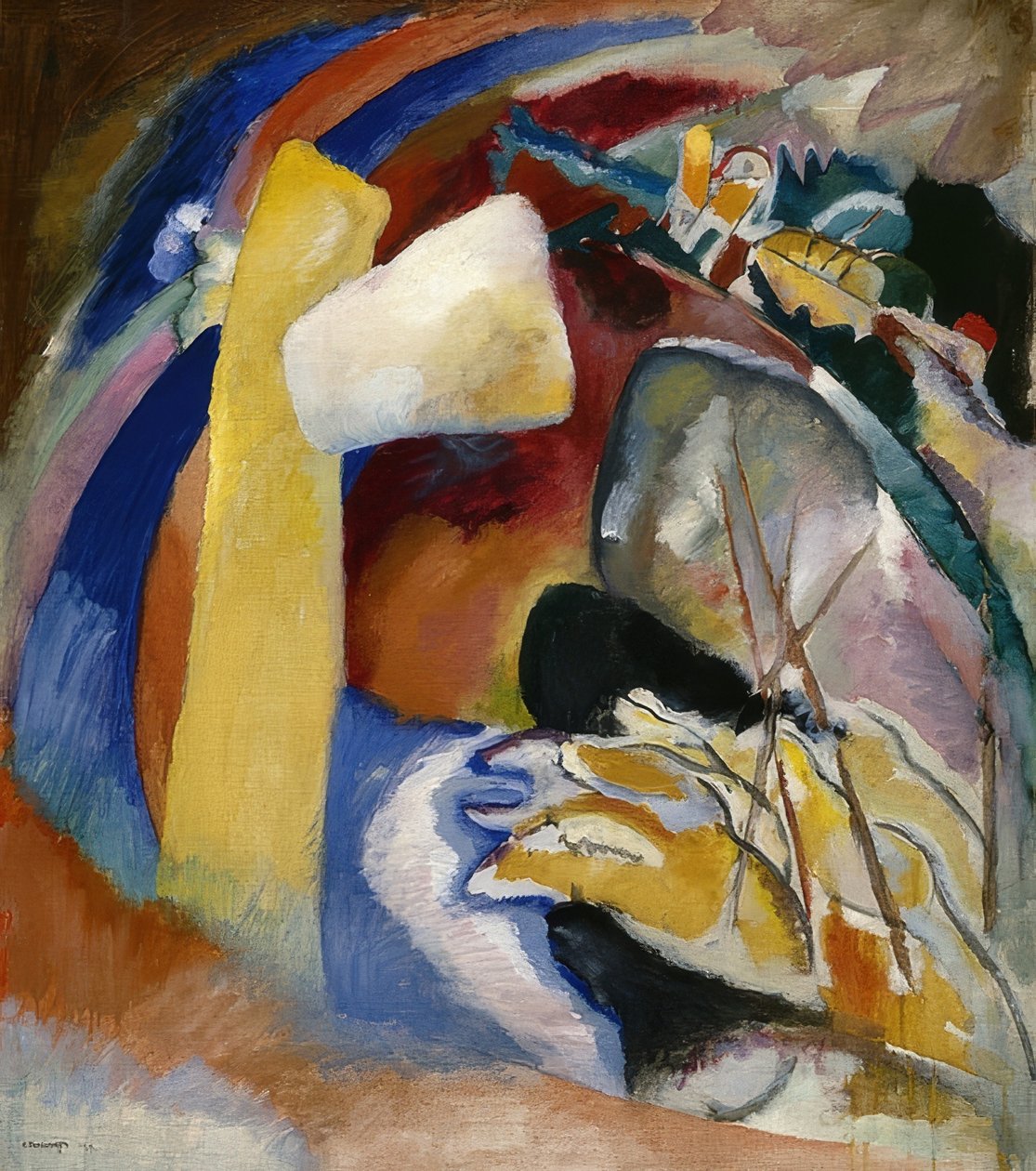 Vázlat képpé, fehér alakkal. 1913 alkotó: Wassily Kandinsky
