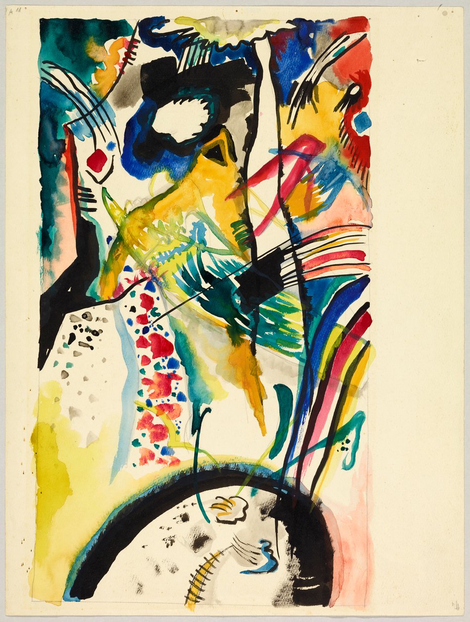 Falterv Edwin R. Campbell számára, 3. szám, más néven „Akvarellterv az Edwin R. Campbell számára készült Nyár panelhez” alkotó: Wassily Kandinsky