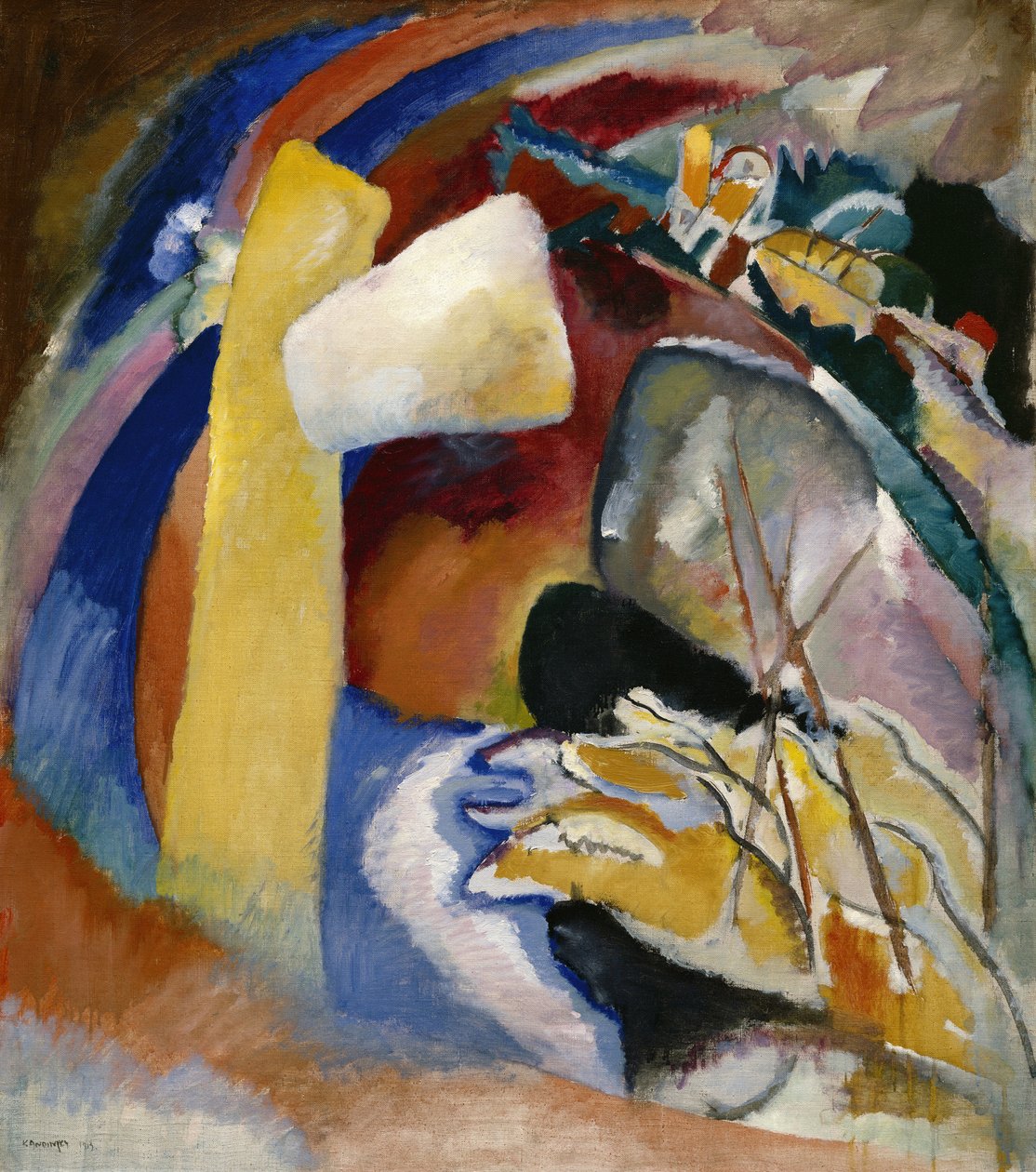 ""A festészeti tanulmánynak fehér formája van"" Vaszilij Kandinszkij (vagy Wassily Kandinski vagy Kandinskij) festménye alkotó: Wassily Kandinsky