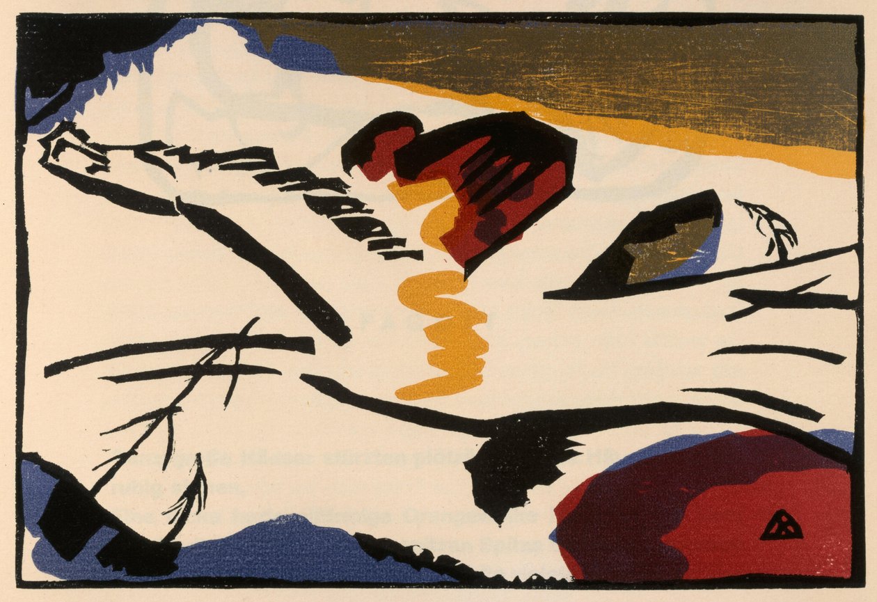Holzschnitt zu dem Gemälde "Lyrisches" (Blatt 9 aus: "Klänge") alkotó: Wassily Kandinsky