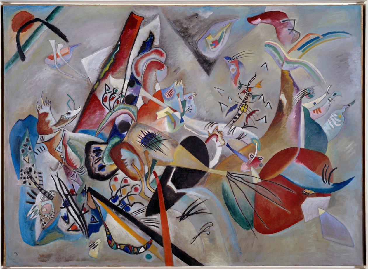 A szürkében. Vaszilij Kandinszkij festménye (vagy Wassily Kandinsky vagy Kandinskij alkotó: Wassily Kandinsky