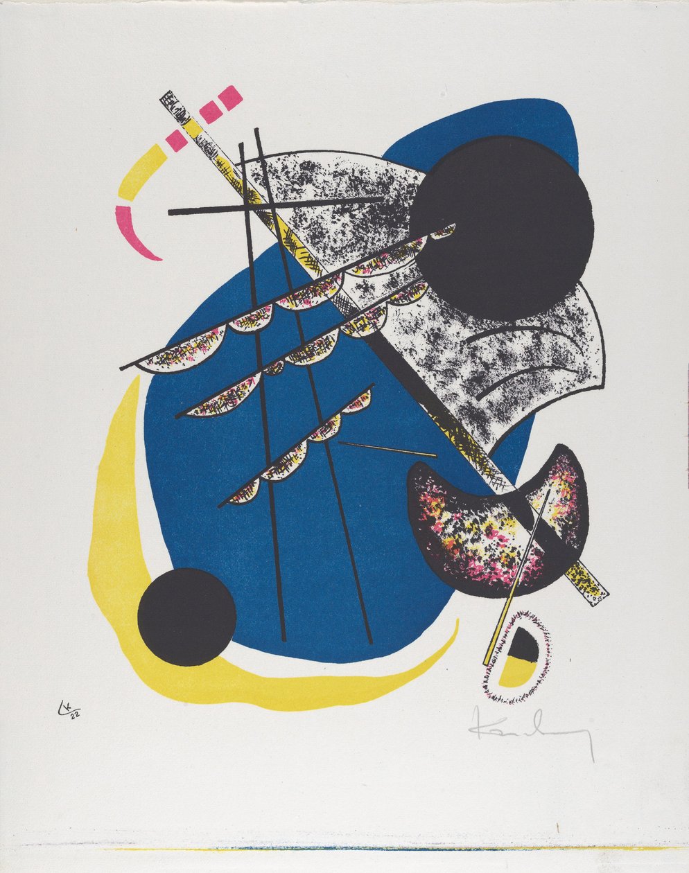 Kleine Welten II (Kis Világok II.), 1922 (litográfia fekete, piros, kék, sárga színnel nyomtatva) alkotó: Wassily Kandinsky