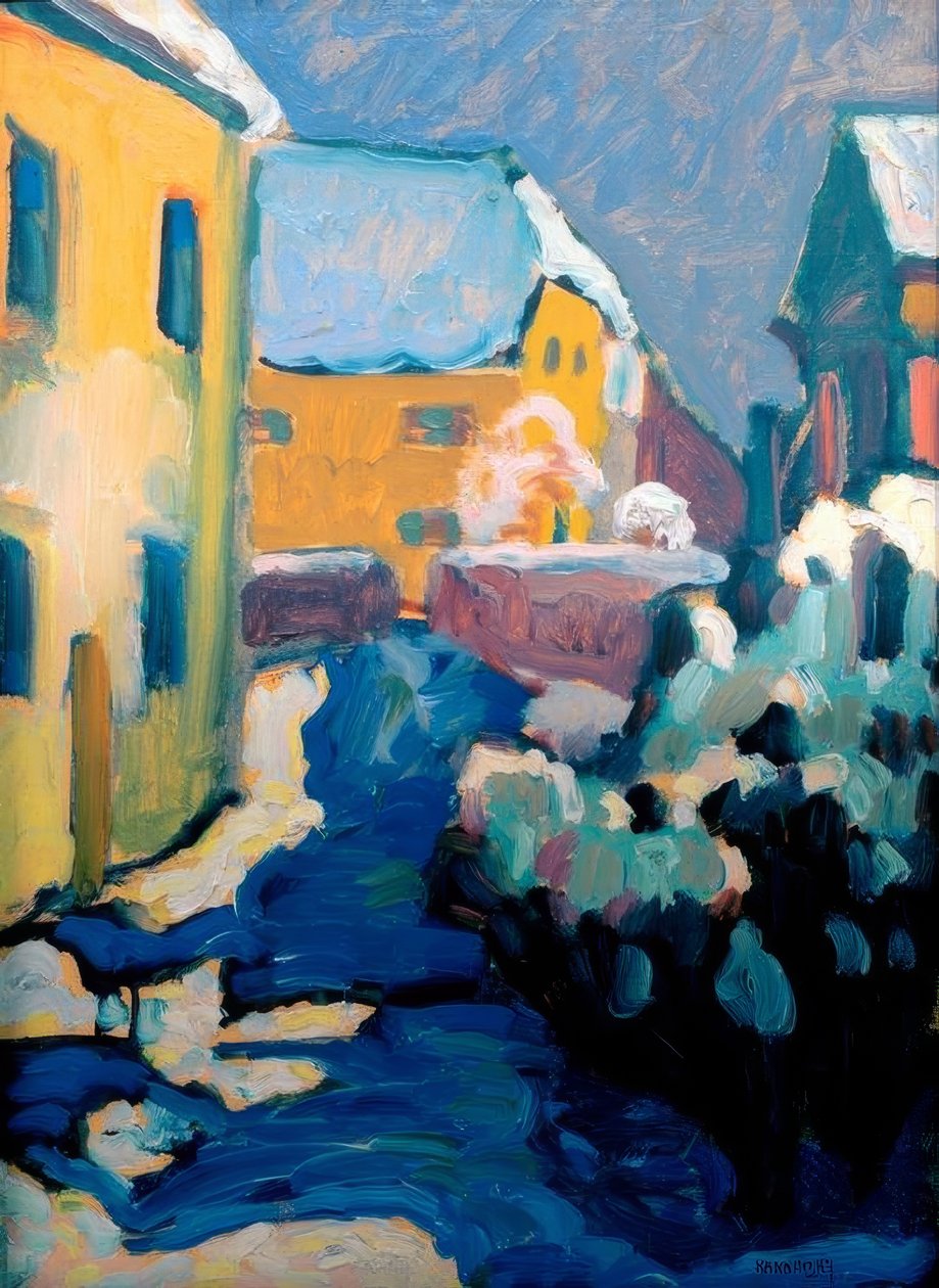 Kochel - temető és paplak alkotó: Wassily Kandinsky