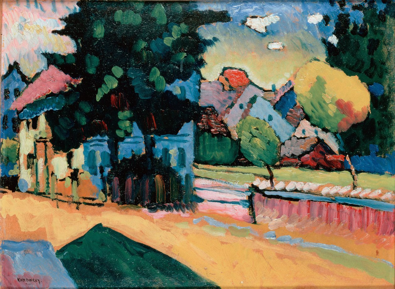 Táj zöld házzal, 1908. alkotó: Wassily Kandinsky