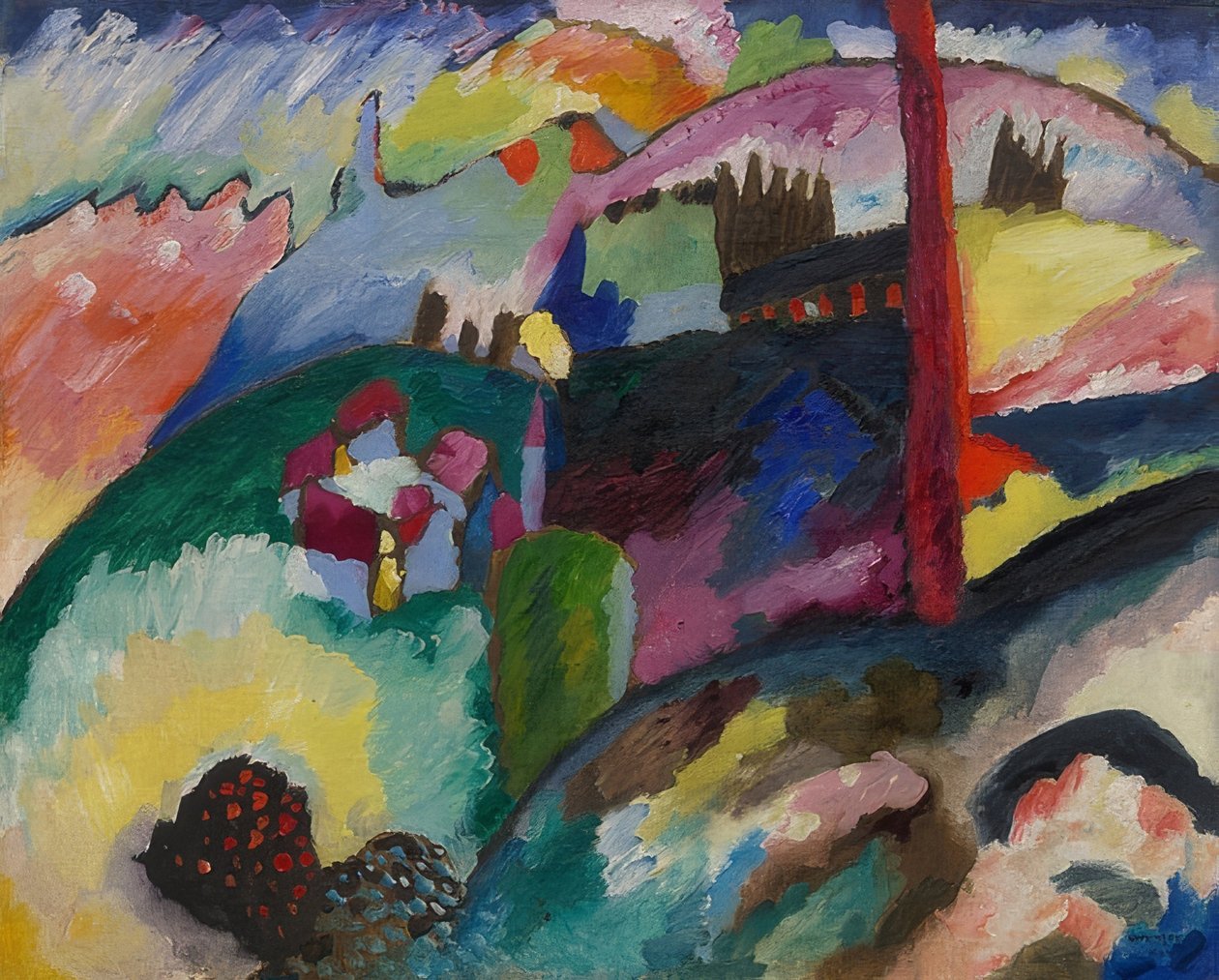 Táj egy gyárkémény. 1910 alkotó: Wassily Kandinsky