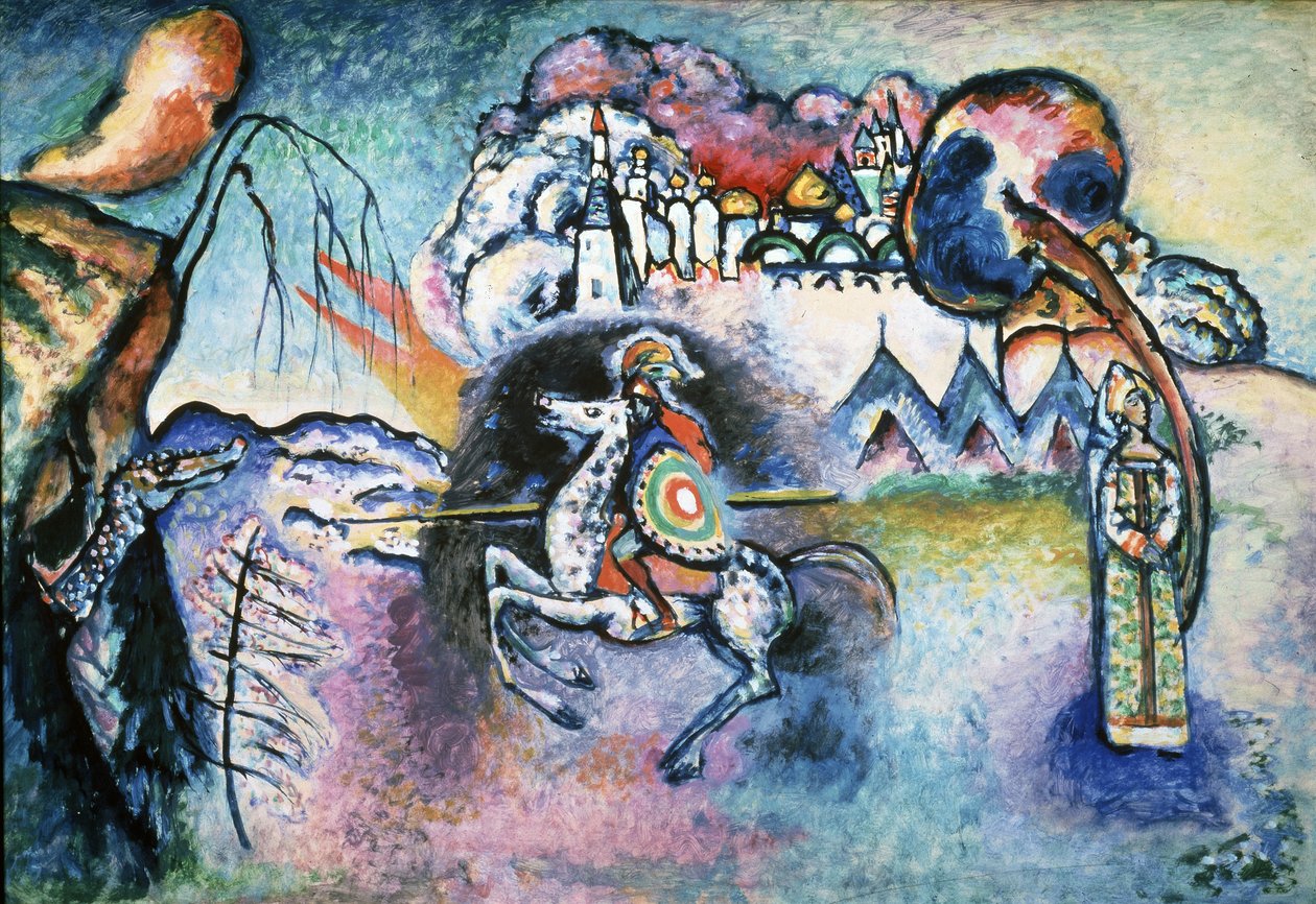 "" Le Cavalier (Szent György napja) "" Vaszilij Kandinszkij festő napja alkotó: Wassily Kandinsky