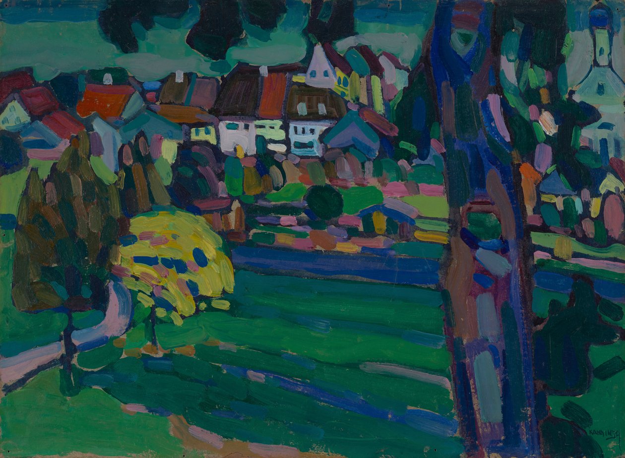 Murnau - Tanulmány a „Táj fatörzzsel” című képhez alkotó: Wassily Kandinsky