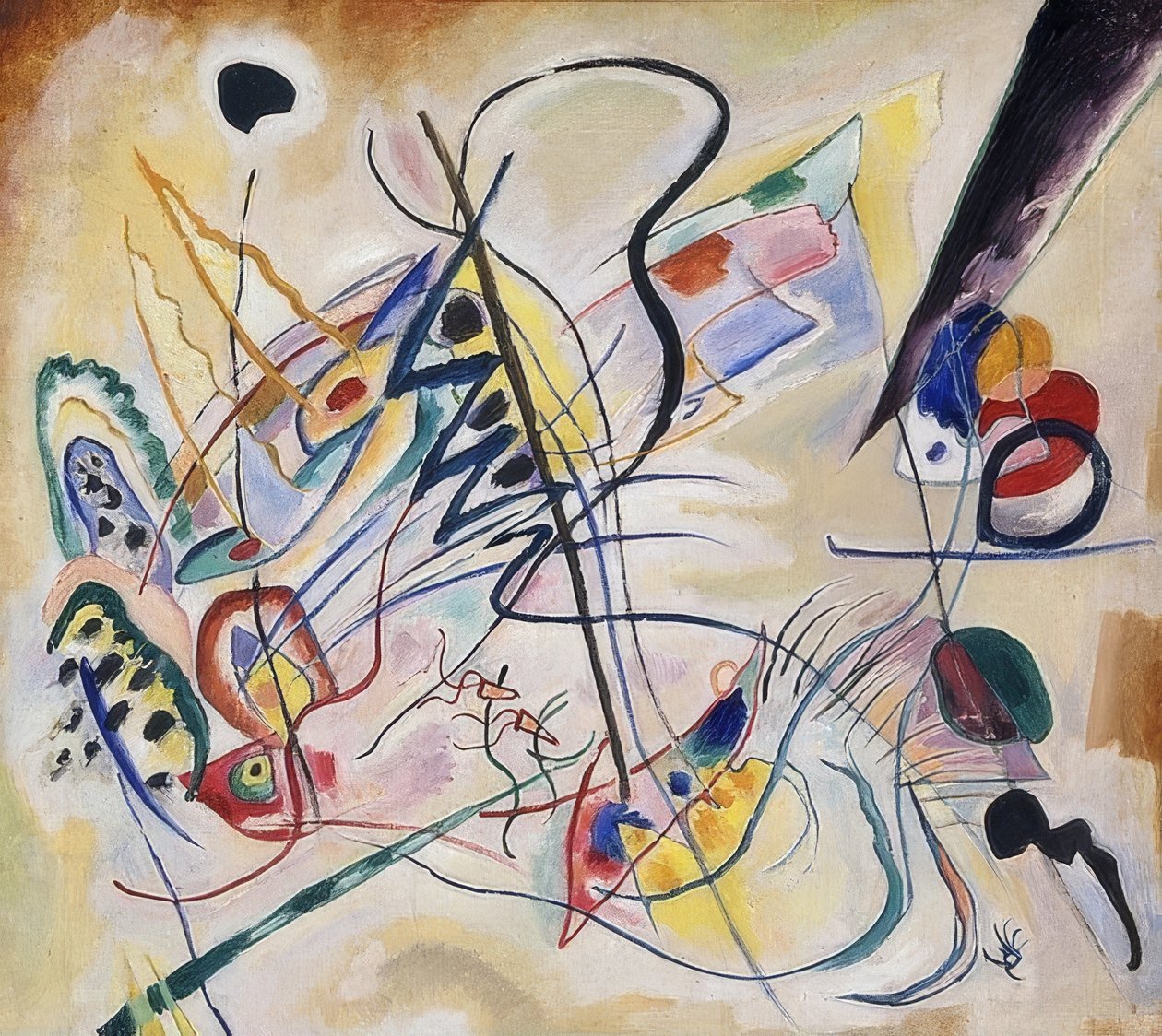 Zenés nyitány, Violet Wedge. 1919 alkotó: Wassily Kandinsky