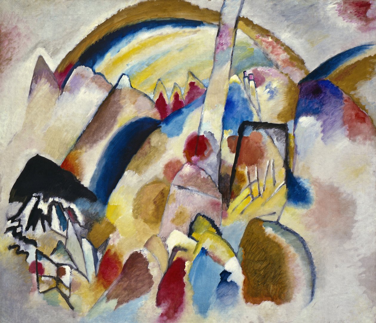 ""Paysage aux points rouges n 2" (Táj piros foltokkal N 2 vagy táj vörös foltokkal Nr. 2) Wassily Kandinsky (vagy Wassily Kandinsky vagy Kandinskij) festménye alkotó: Wassily Kandinsky