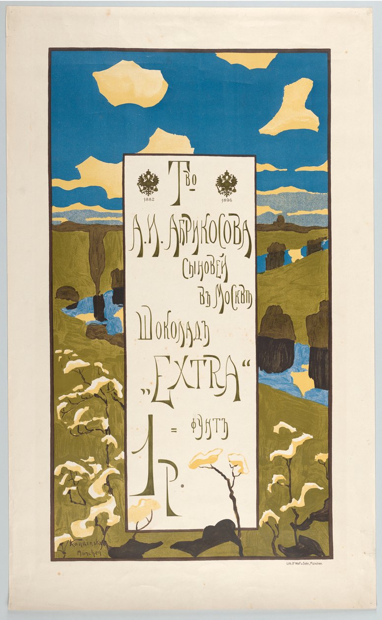 Plakat für die Firma Abrikosow alkotó: Wassily Kandinsky