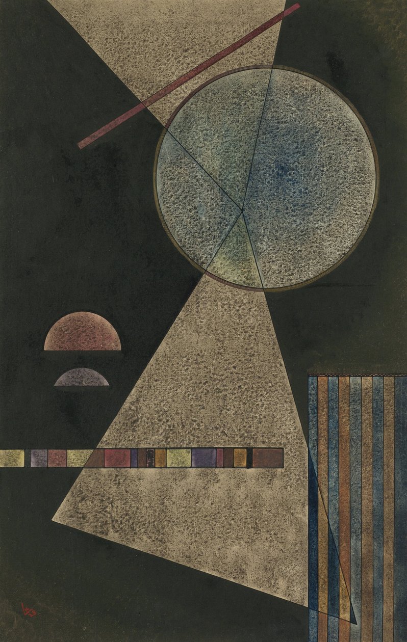 "Point de rendez vous" (Találkozási pont) Wassily Kandinsky (vagy Wassily Kandinski vagy Kandinskij) akvarellje és gouache alkotó: Wassily Kandinsky