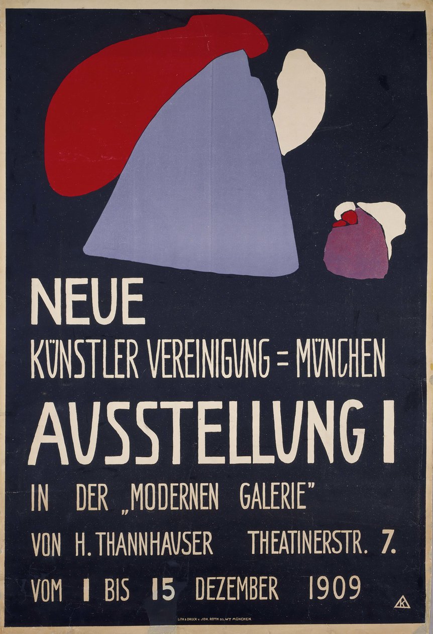 A Neue Künstlervereinigung München... 1. kiállításának plakátja, 1909. alkotó: Wassily Kandinsky