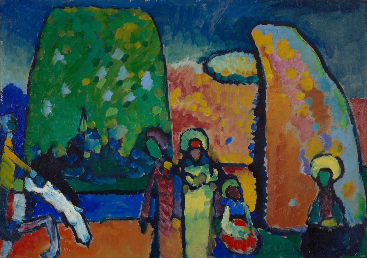 Tanulmány a "2. improvizációhoz (temetési menet)" alkotó: Wassily Kandinsky