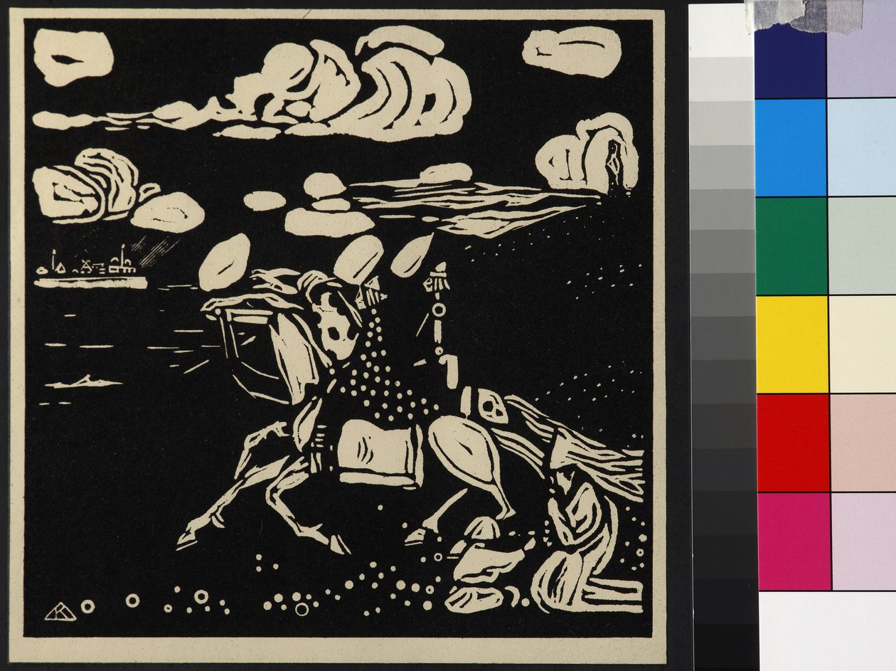 A lovagok (Les Chevaliers), Kandinszkij, Vaszilij Vasziljevics (1866-1944). Fametszet alkotó: Wassily Kandinsky
