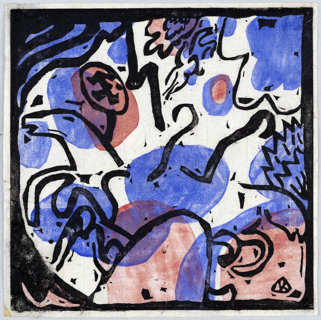 ""Három lovas piros, kék és fekete ruhában"" Wassily Kandinsky (vagy Wassily Kandinski vagy Kandinskij) festménye alkotó: Wassily Kandinsky