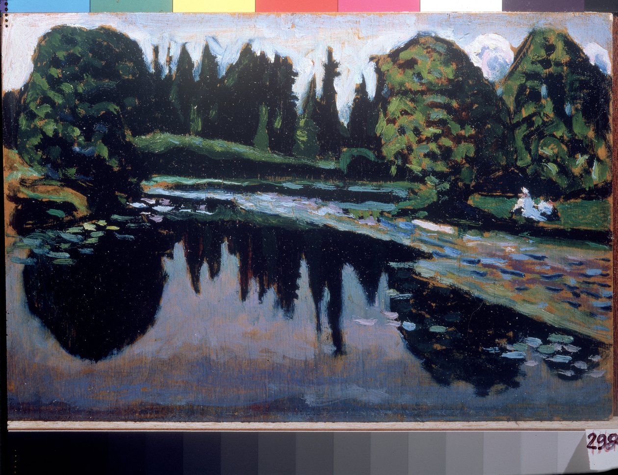 "Un fleuve en ete" (Egy folyó nyáron) Vaszilij Kandinszkij (vagy Wassily Kandinski vagy Kandinskij) festménye alkotó: Wassily Kandinsky