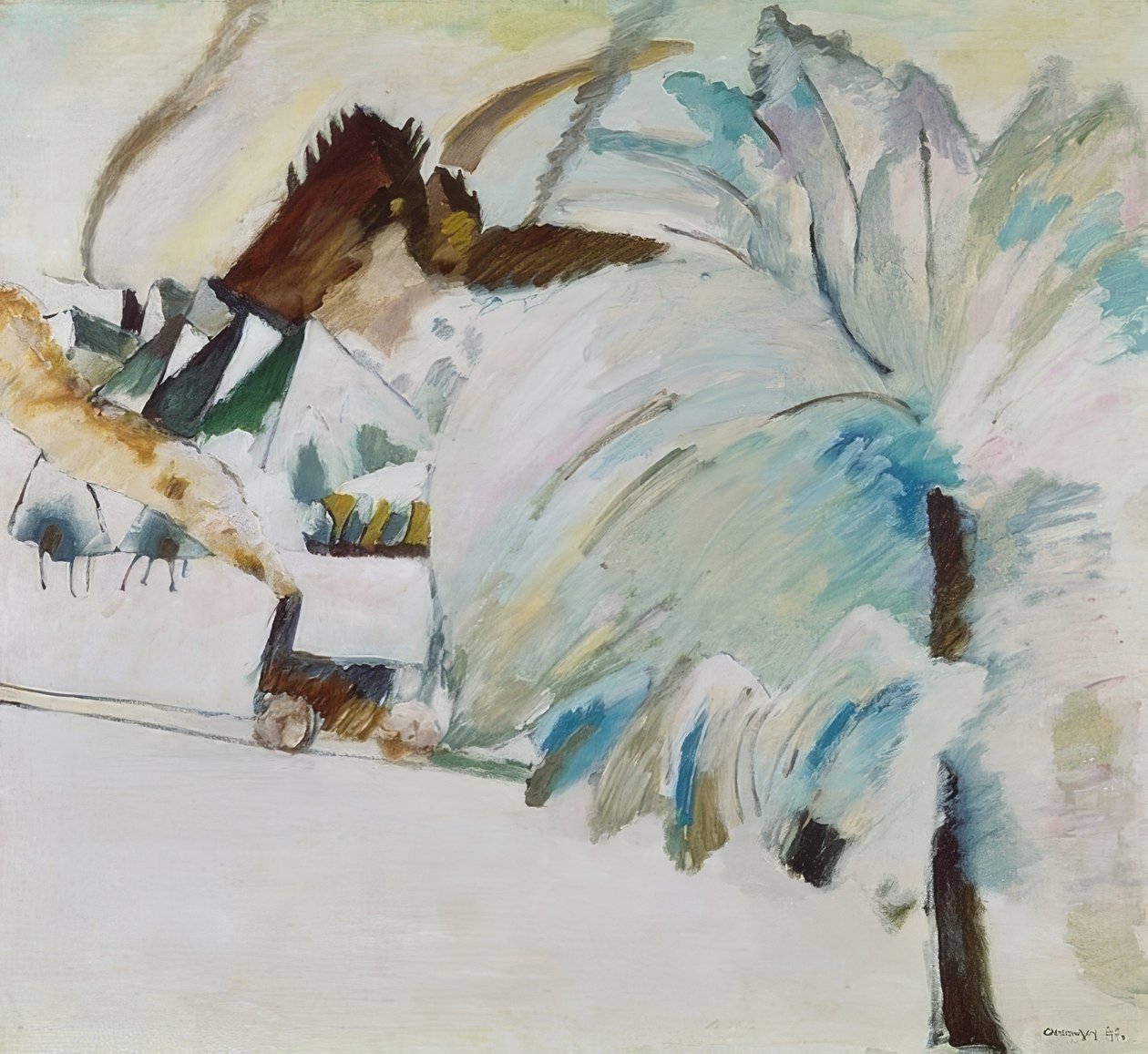 Téli táj egy mozdony. 1911 alkotó: Wassily Kandinsky
