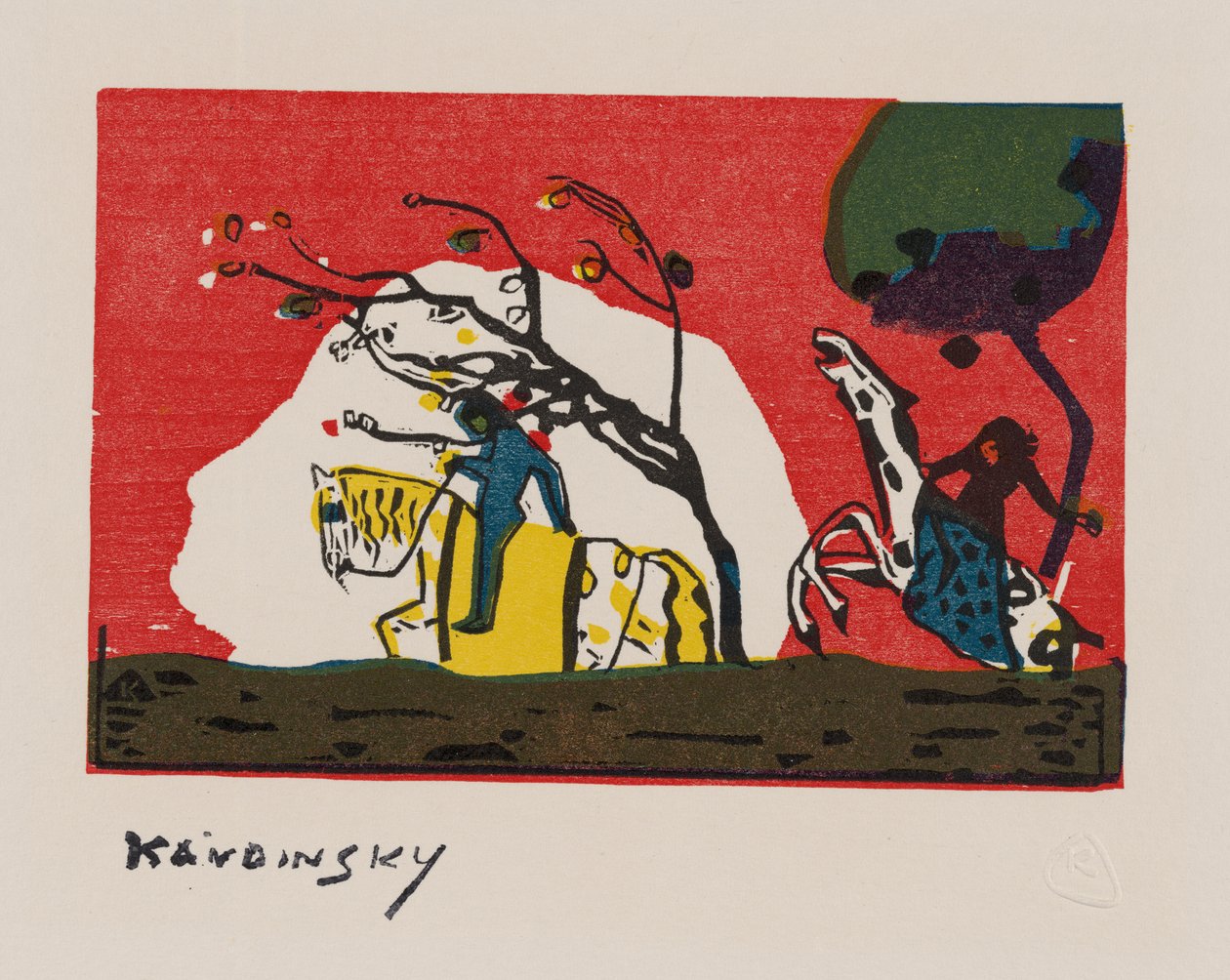 Két lovas a piros előtt alkotó: Wassily Kandinsky