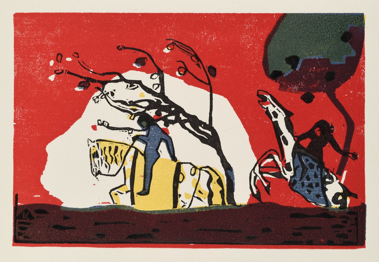 Zwei Reiter vor Rot alkotó: Wassily Kandinsky