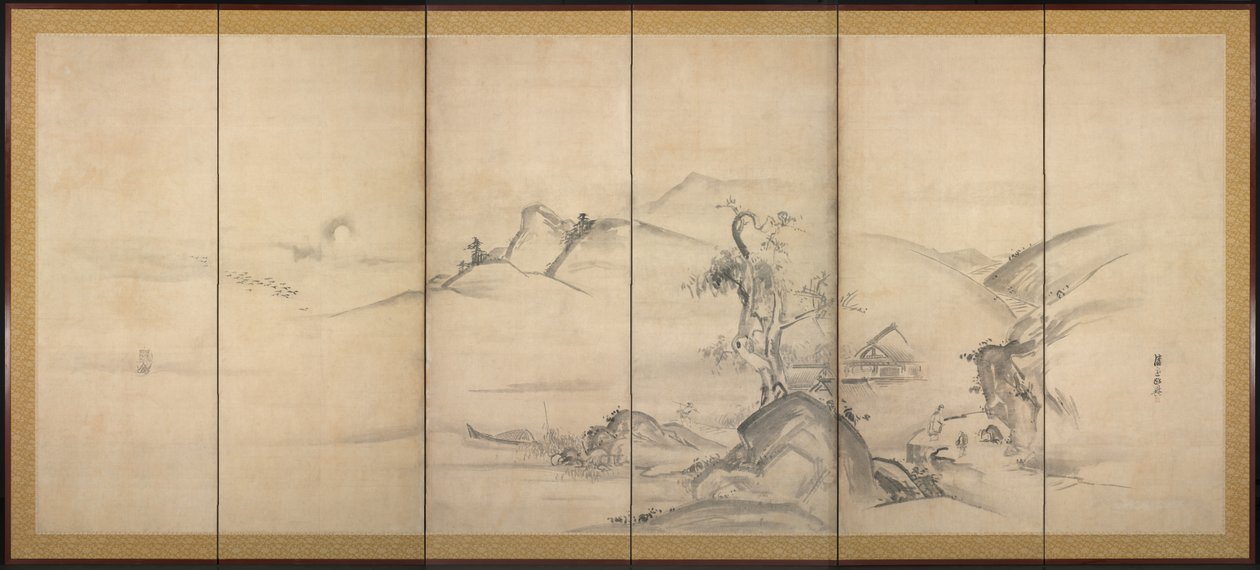 Nyolc kilátás a Xiao és Xiang folyóra, 1700-as évek. alkotó: Watanabe Shiko