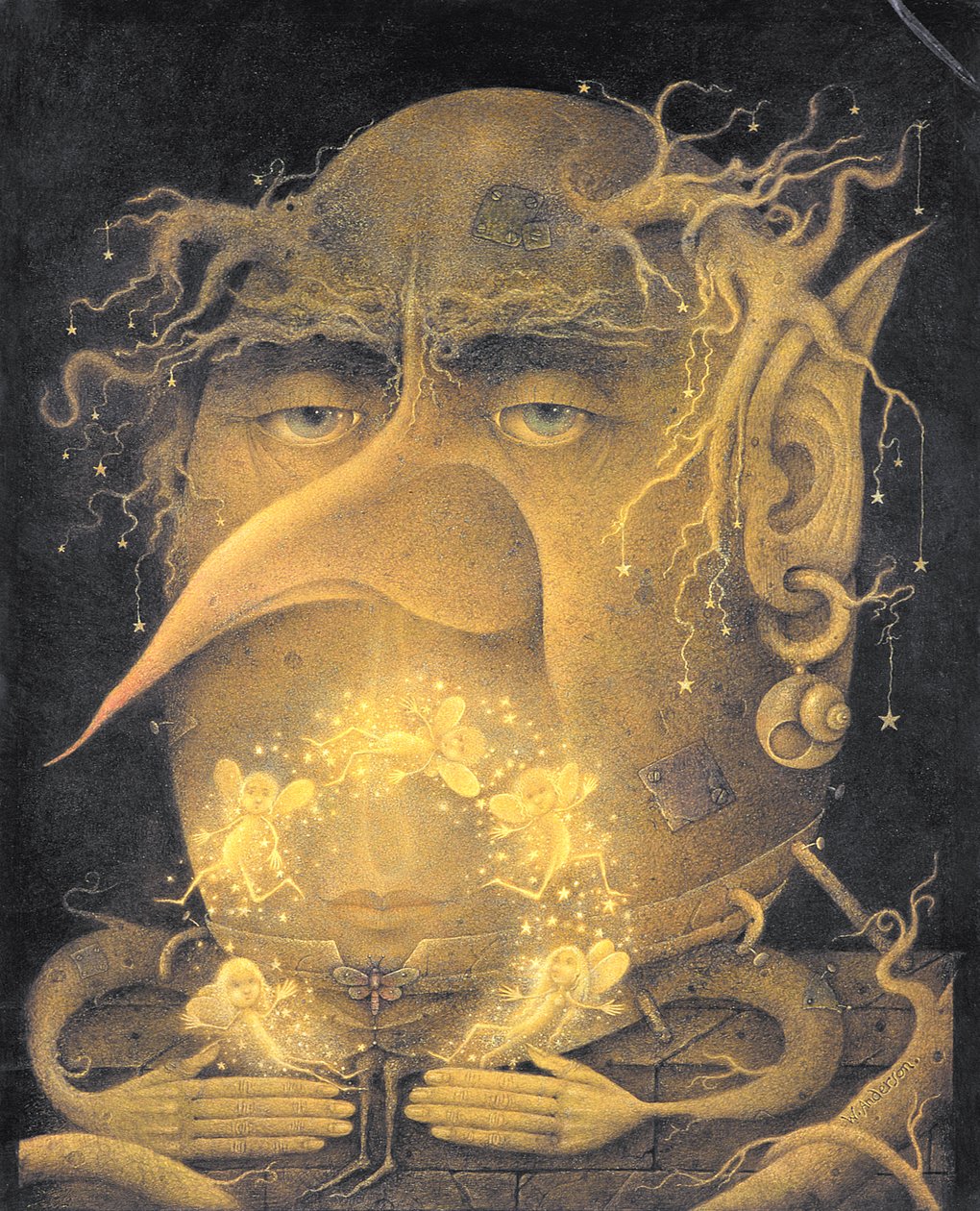 Tündérzsonglőr (ceruza és színes zsírkréta papírra) alkotó: Wayne Anderson