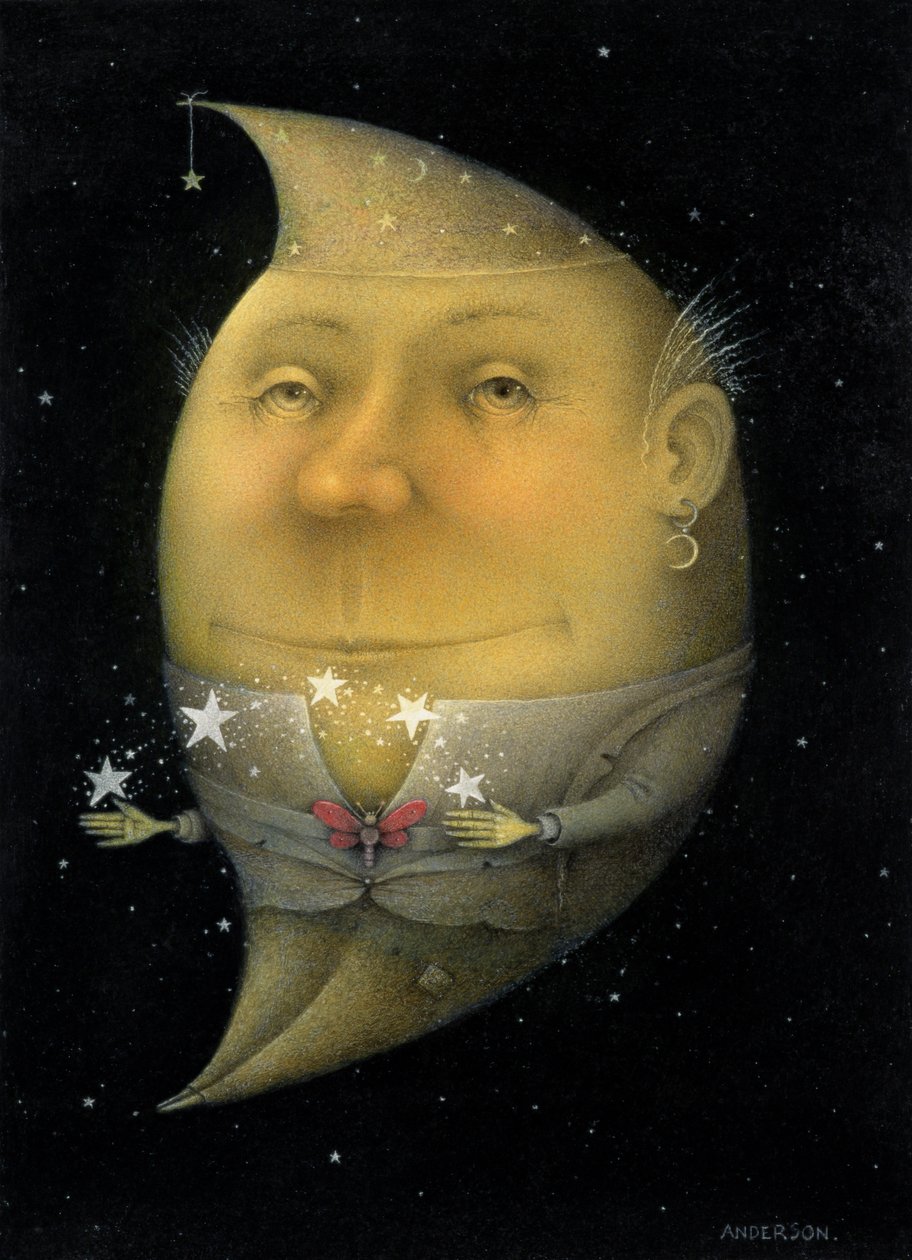 Zsonglőrködő félhold (ceruza és színes zsírkréta papírra) (150068 pár) alkotó: Wayne Anderson