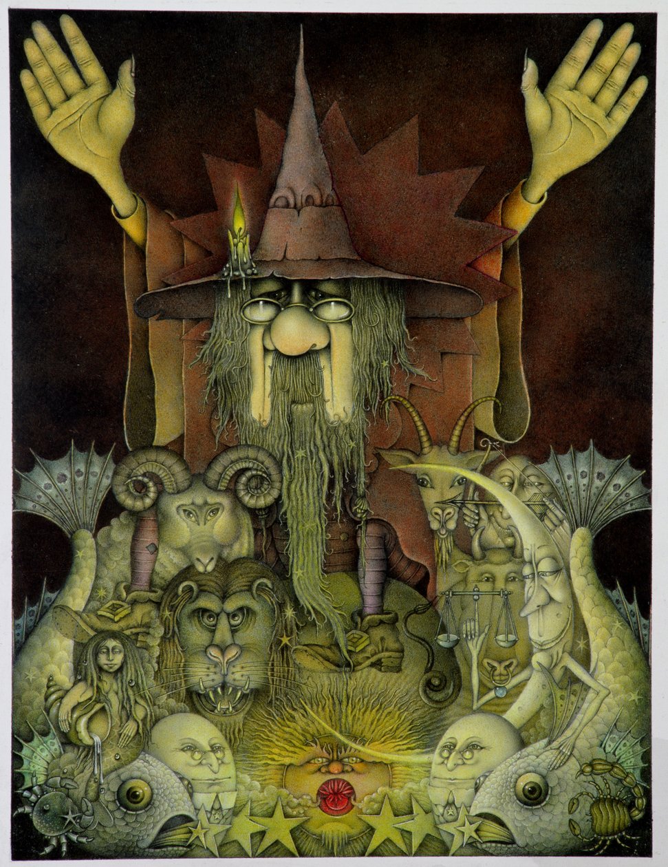 Zodiac Magician (ceruza és színes zsírkréta papírra) alkotó: Wayne Anderson
