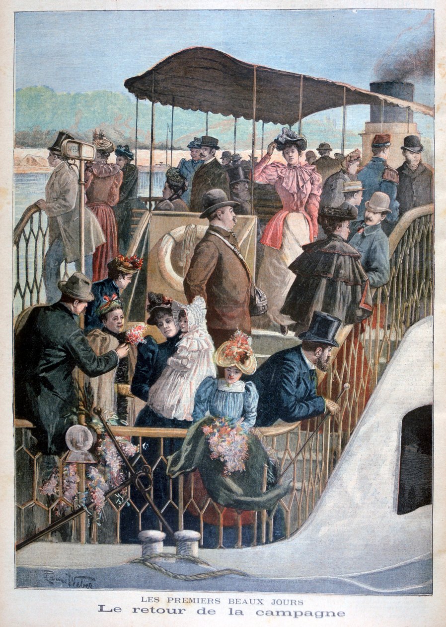 Vidékről hajóval hazatérő párizsiak, 1894 alkotó: Weber