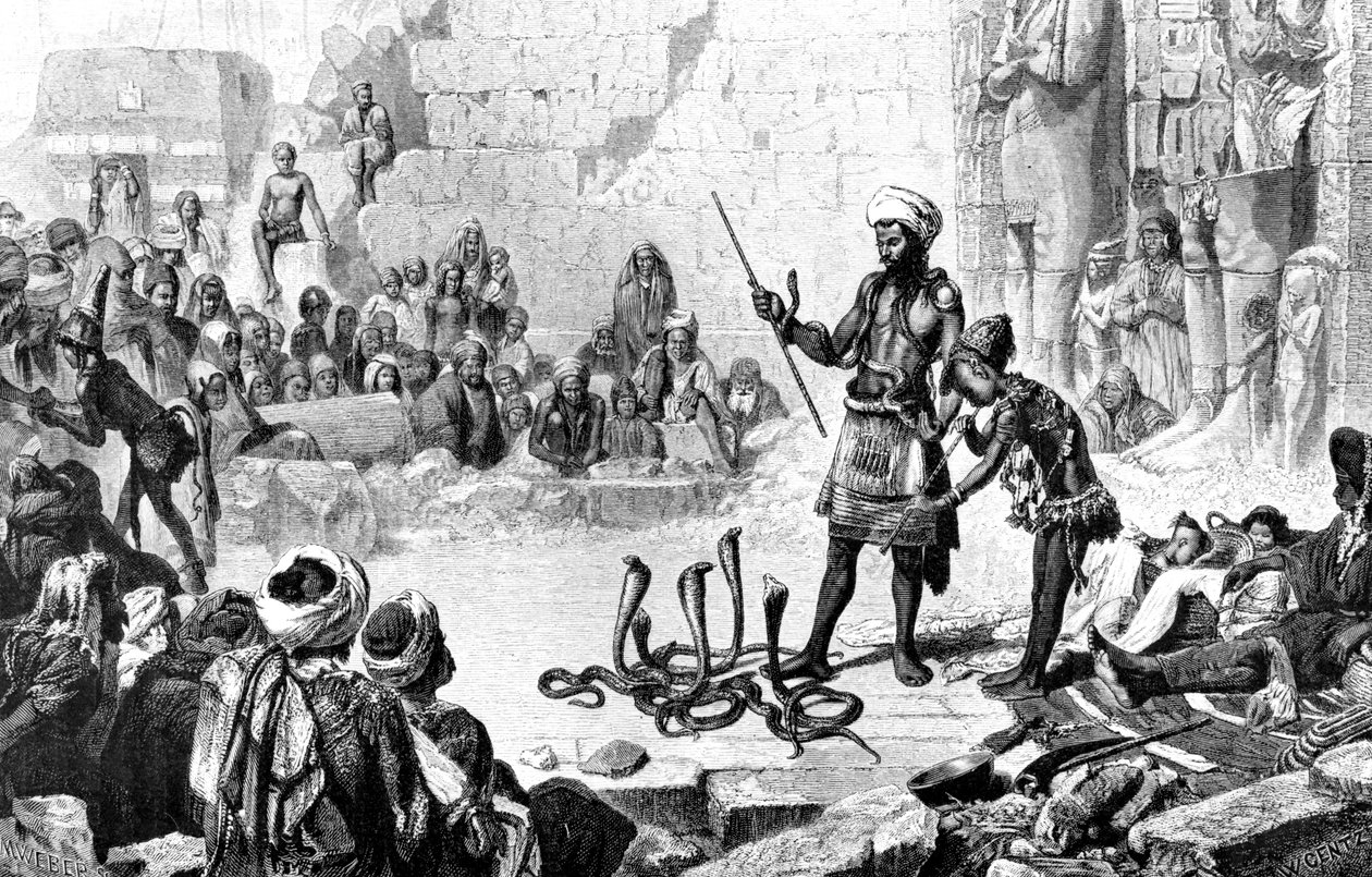„Kígyóbűvölő Medinet-Habou második szobájában”, 1881 alkotó: Weber M