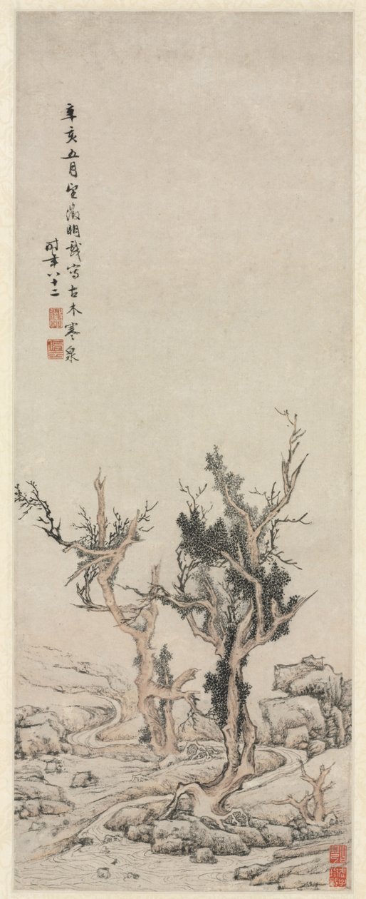 Öreg fák egy téli patak mellett, 1551. alkotó: Wen Zhengming
