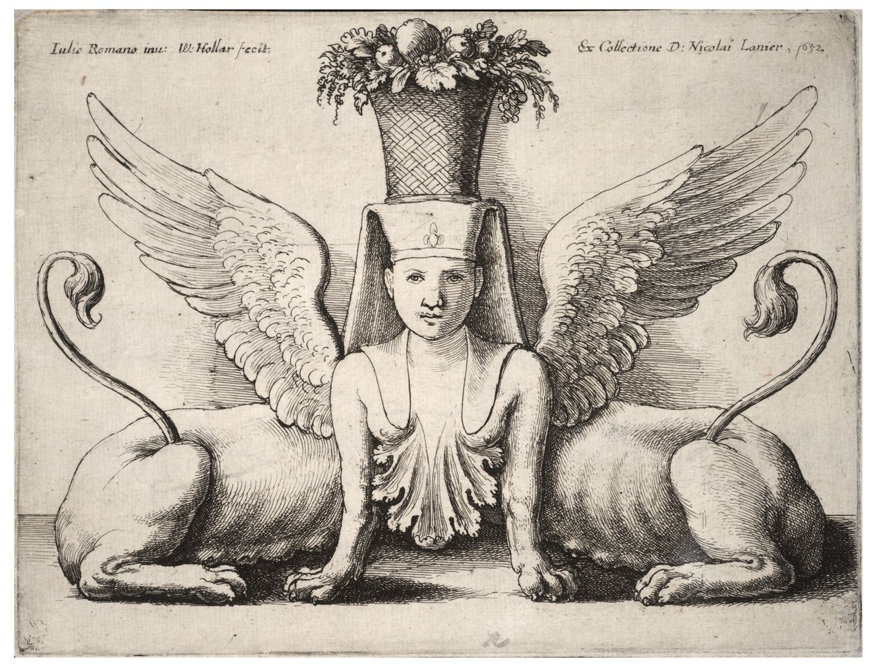 Szfinx két testtel, Giulio Romano után alkotó: Wenceslaus Hollar