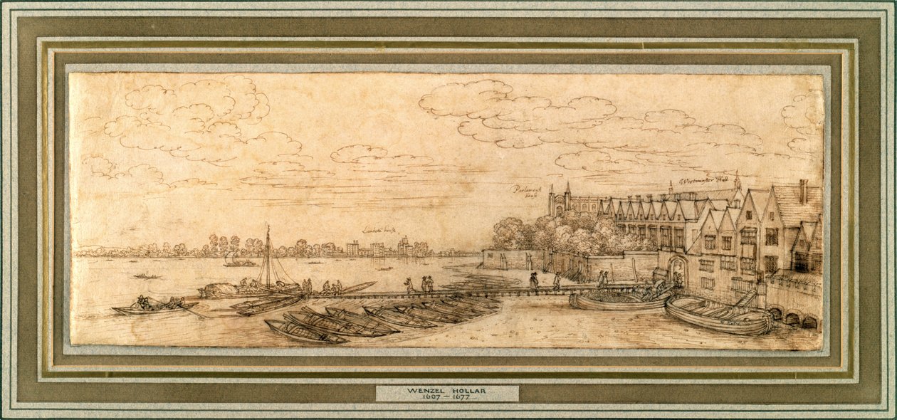 A Temze a Westminster móló alatt, 1638 körül (toll és barna tinta papíron) alkotó: Wenceslaus Hollar