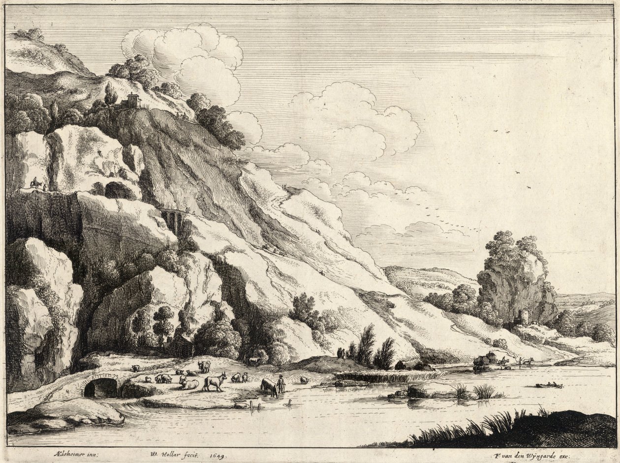 A kőhíd (Elsheimer). 1. állapot alkotó: Wenceslaus Hollar